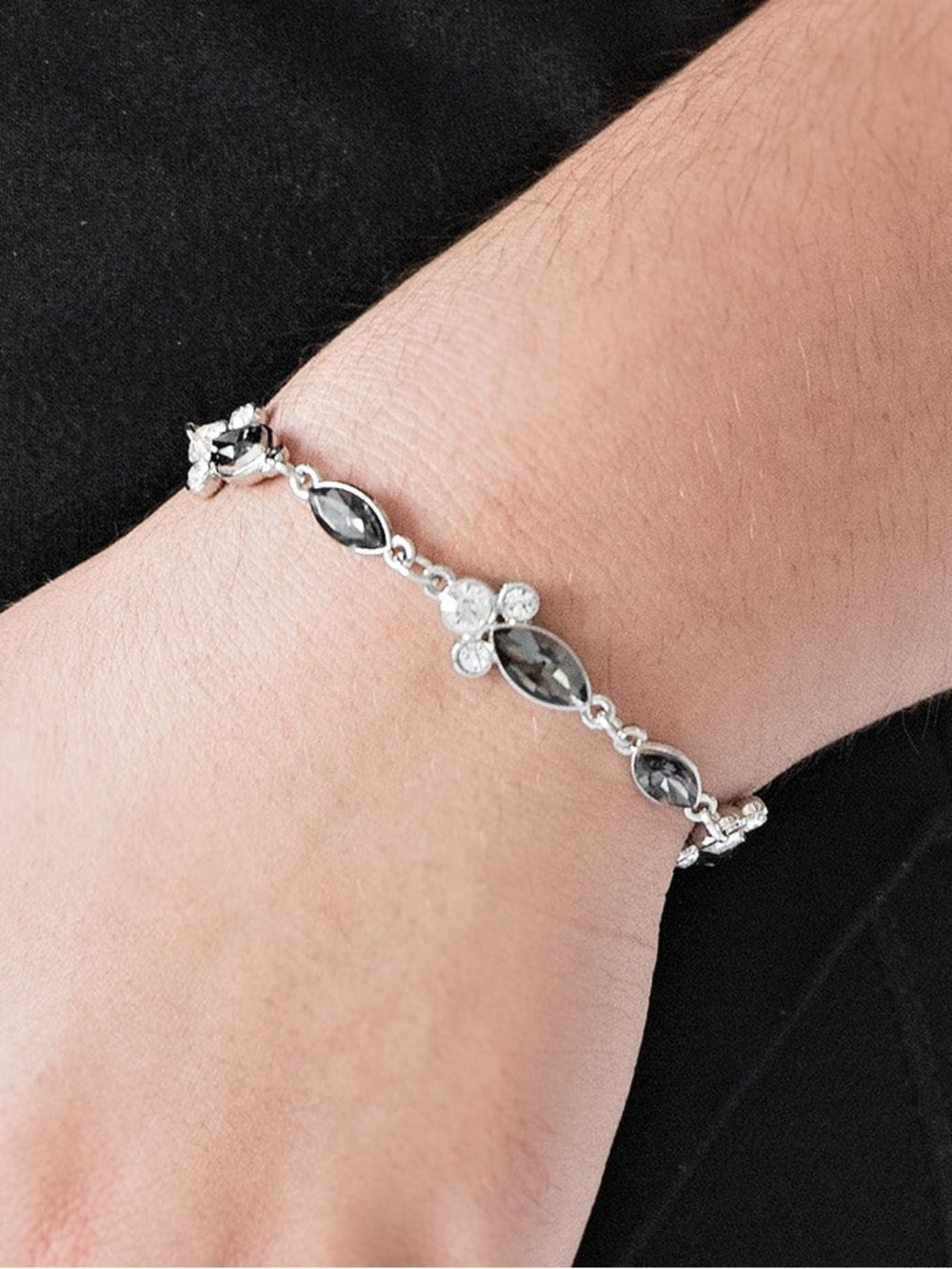 At Any Cost - Silver Smoky Rhinestone Bracelet